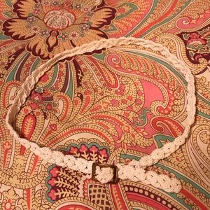 Vintage Lace/Crochet Ivory Belt with Gold Buckle